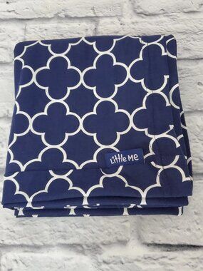 Little Me Scarf Nursing Cover Cotton Blend Multipurpose Navy Quatrefoil Design